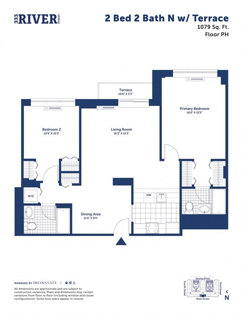 the floor plan of 2 bed 2 bath